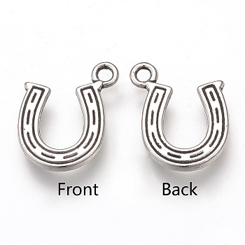 Tibetan Style Alloy Charms, Horseshoes, Cadmium Free & Lead Free, Antique Silver, 14x12x2mm, Hole: 1.5mm, about 1080pcs/1000g