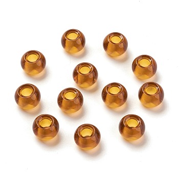 Glass European Beads, Large Hole Beads, Rondelle, Sandy Brown, 15x10mm, Hole: 5~6.4mm