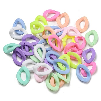 Frosted Acrylic Linking Rings, Quick Link Connectors, for Curb Chain Making, Twisted Oval, Mixed Color, 23.5x17x4.5mm, Inner Diameter: 13x7mm, about 806pcs/500g