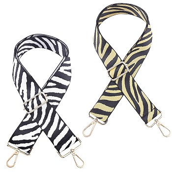 ARRICRAFT 2Pcs 2 Style Zebra & Stripe Pattern Polyester Adjustable Bag Strap, with Alloy Clasps, for Bag Replacement Accessories, Zebra Stripe, 1pc/style