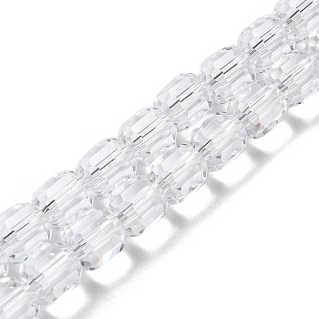 Glass Beads Strands, Faceted Barrel, Clear, 7x6mm, Hole: 1mm, about 78~79pcs/strand, 21.26~21.46 inch(54~54.5cm)