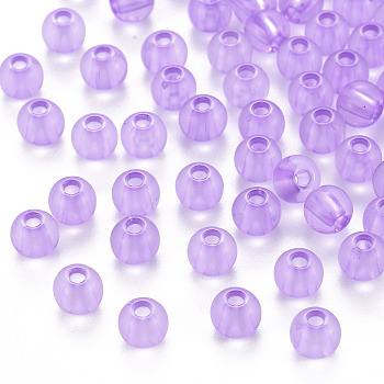 Transparent Acrylic Beads, Round, Lilac, 6x5mm, Hole: 1.8mm, about 440pcs/50g