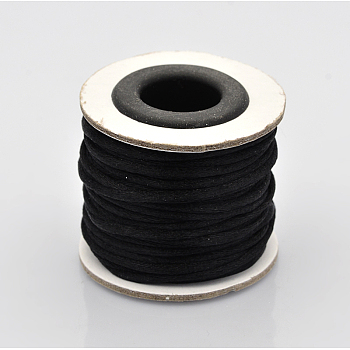 Macrame Rattail Chinese Knot Making Cords Round Nylon Braided String Threads, Satin Cord, Black, 2mm, about 10.93 yards(10m)/roll