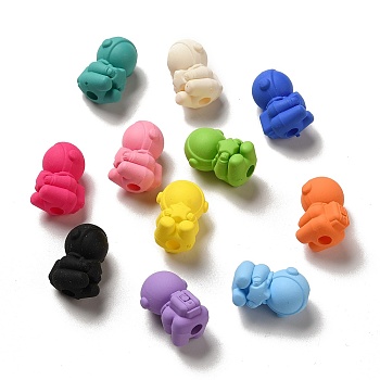 Rubberized Style Acrylic Beads, Spaceman, Mixed Color, 20x13.7x13.7mm, Hole: 3.6mm