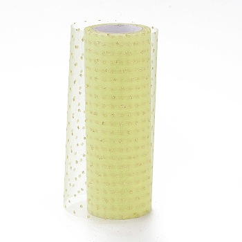 Glitter Deco Mesh Ribbons, Tulle Fabric, for Wedding Party Decoration, Skirts Decoration Making, Lemon Chiffon, 5.90~5.94 inch(15~15.1cm),  10yards/roll
