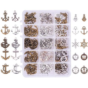 Tibetan Style Pendants, Anchor & Helm, Mixed Color, 23x20x2mm, Hole: 2mm