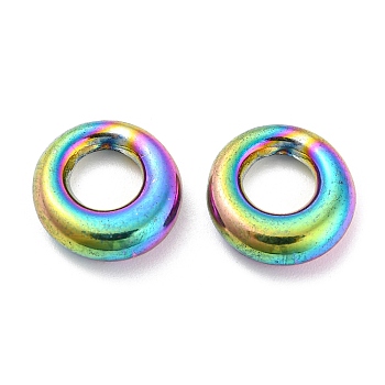 304 Stainless Steel Charms, Ring Charms, Rainbow Color, 13x12x4mm, Hole: 6mm