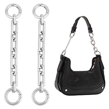 2Pcs Alloy Bag Strap Extender Cross Chains, with Spring Gate Rings, Bag Replacement Accessories, Platinum, 14.5cm