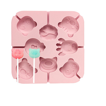 Food Grade DIY Silicone Molds, Lollipop Moulds, Chocolate Hard Candy Sucker Maker, Cat/Pig/Panda, 120x120x15mm
