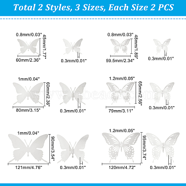Unicraftale 12Pcs 6 Style Stainless Steel Butterfly Wall  Decoration Pendants(STAS-UN0036-52P)-6