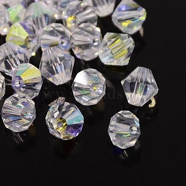 6mm Clear Bicone Electroplate Glass Beads