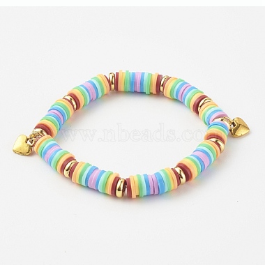 Handmade Polymer Clay Heishi Beads Stretch Bracelets(BJEW-JB0001-CPQ)-2