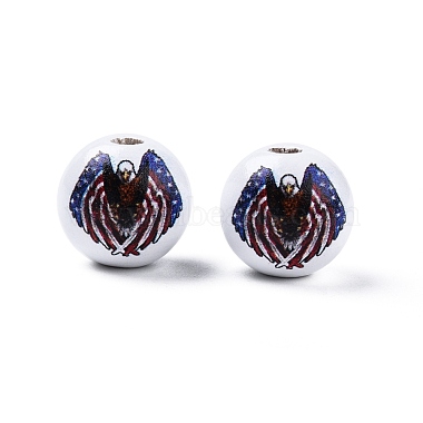 Independence Day Theme Printed Wooden Beads(WOOD-D006-08)-2