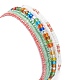 4Pcs 4 Style Word Christmas Plastic & Glass Beaded Stretch Bracelets Set(BJEW-JB09392)-3