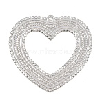 304 Stainless Steel Pendants, Textured Heart Charms, Long-Lasting Plated, Stainless Steel Color, 38x39x1.5mm, Hole: 1.5mm(SA-CBA6E67-01P)