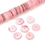 Natural Freshwater Shell Beads Strands, Disc, Dyed, Heishi Beads, Pink, 9~10.5x0.5~3mm, Hole: 1mm, about 202~211pcs/strand, 15.16~15.75 inch(38.5~40cm)(SHEL-N037-03A-05)