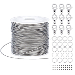 DIY Jewerly Making Findings Kits, Including 304 Stainless Steel Spacer Beads, Lobster Claw Clasps, Jump Ring and Tiger Tail Wire, Stainless Steel Color, 12x7.5x3.5mm, Hole: 1.4mm(DIY-GA0002-92)