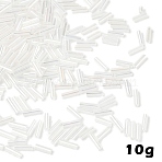 10G Transparent Colours Rainbow Glass Bugle Beads, AB Color, Clear, 6x1.8mm, Hole: 0.6mm(GLAA-YW0004-56C)