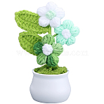 1Pc Hand Knitted Potted Plants Crochet Flower, Forget-me-not, with Plastic Vase, Light Cyan, 80x58x140mm(DJEW-SC0001-15B)