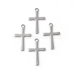 Tarnish Resistant 201 Stainless Steel Pendants, Cross, Stainless Steel Color, 15x9.5x0.8mm, Hole: 1.2mm(STAS-F192-076P)