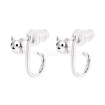 925 Sterling Silver Cat Shape Stud Earrings, Silver, 13~14x5.5mm(STER-N016-117S)