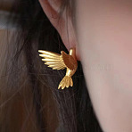 Alloy Stud Earrings, Bird, Matte Gold Color, 18x8.5mm(EJEW-D312-02MG)