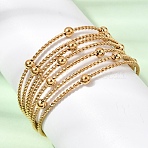 304 Stainless Steel Cuff Bangles, Multi-strand Bangles for Women, Ion Plating(IP), Long-Lasting Plated, Real 18K Gold Plated, Inner Diameter: 2.01 inch(5.1cm)(BJEW-A158-01G)