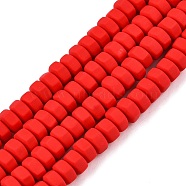 Handmade Polymer Clay Beads Strand, Hexagon, Red, 6x6.5x3.5mm, Hole: 1.4mm, about 109~110pcs/strand, 15.63~15.79 inch(39.7~40.1cm)(CLAY-T021-01J)