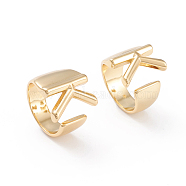 Brass Cuff Rings, Open Rings, Long-Lasting Plated, Real 18K Gold Plated, Letter.K, Size 6, 17mm(X-RJEW-L097-06K)