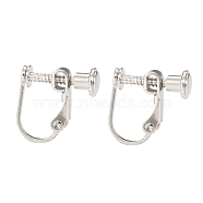 Brass Screw On Clip-on Earring Findings, Spiral Ear Clip, For Non-Pierced Ears, Platinum, 13~15x13x5mm(X-KK-L164-02P)