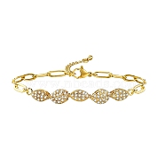 Brass Micro Pave Cubic Zirconia Bracelets for Women, Paperclip Chain Bracelet with Lobster Claw Clasp, Golden, Leaf, 7-7/8 inch(20cm)(PW-WG55481-04)