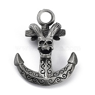 Tibetan Style Alloy Pendnat, Frosted, Anchor, Antique Silver, 41.5x31.5x12.5mm, Hole: 5.5mm(PALLOY-H133-10AS)