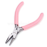 45# Carbon Steel Jewelry Pliers, Round Nose Pliers, Polishing, Pink, 11.8x6.7x0.9cm(PT-L007-24)