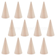Wooden Ring Displays, Cone Shaped Finger Ring Display Stands, BurlyWood, 25x49.5mm, 12pcs/box(RDIS-NB0001-02)