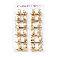 Natural Shell Rectangle Chunky Hoop Earrings, 304 Stainless Steel Jewelry for Women, Golden, 7x13.5mm, Pin: 1mm(EJEW-G292-23G)