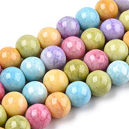 Opaque Crackle Glass Round Beads Strands, Imitation Stones, Round, Colorful, 10mm, Hole: 1.5mm, about 80pcs/strand, 30.31~31.10 inch(77~79cm)(GLAA-T031-10mm-01D)