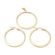 304 Stainless Steel Jewelry Sets, Hoop Earrings and Pendants, Flat Ring, Golden, Hoop Earrings: 35.5x33x2mm, Pin: 0.6x1mm, Pendant: 39x34.5x2mm, Hole: 6x3mm(SJEW-G077-28G-D)