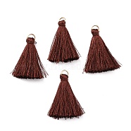 Chinlon Tassels Pendant, with Alloy Loop, Saddle Brown, 40x25x7mm, Hole: 5x3.8mm(FIND-XCP0001-16)