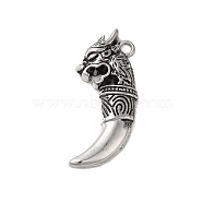 Tibetan Style Alloy Enamel Big Pendant, Dragon Tusk Charm, Antique Silver, 50x22x6.5mm, Hole: 3mm(FIND-A042-09AS)