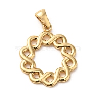 304 Stainless Steel Pendants, Round Chain Charms, Golden, 25x21x2mm, Hole: 5.5x3mm(STAS-L272-012G)