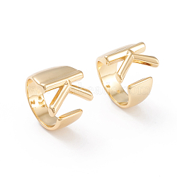 Brass Cuff Rings, Open Rings, Long-Lasting Plated, Real 18K Gold Plated, Letter.K, Size 6, 17mm(X-RJEW-L097-06K)