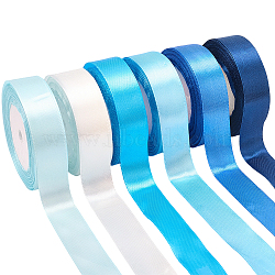 6 Rolls 6 Colors Polyester Ribbon, Gift Packaging Accessories, Mixed Color, 1 inch(25mm), about 24.93 Yards(22.8m)/Roll, 1roll/color(OCOR-CP0001-27B)