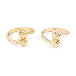 Brass Cuff Rings, Open Rings, Long-Lasting Plated, Heart, Real 18K Gold Plated, 2.5~13.5mm, Inner Diameter: 18mm(RJEW-M138-10G)