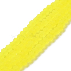 Transparent Glass Beads Strands, Faceted, Frosted, Rondelle, Yellow, 6x4.5mm, Hole: 1.4mm, about 83~85pcs/strand, 38~39cm(EGLA-A034-T6mm-MD29)