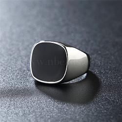 Square Stainless Steel Enamel Finger Rings for Men, Stainless Steel Color, 16mm, US Size 11(20.6mm)(FS-WG78CFC-03)