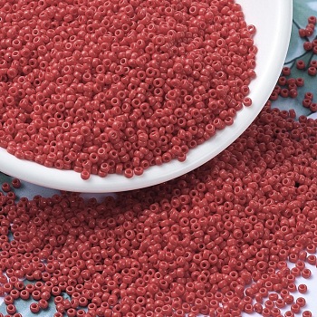 MIYUKI Round Rocailles Beads, Japanese Seed Beads, (RR408) Opaque Red, 11/0, 2x1.3mm, Hole: 0.8mm, about 1100pcs/bottle, 10g/bottle
