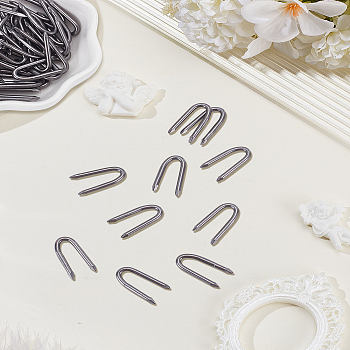 50Pcs Iron Fastening Nails, U Shape, Platinum, 19x12x2mm