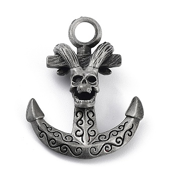 Tibetan Style Alloy Pendnat, Frosted, Anchor, Antique Silver, 41.5x31.5x12.5mm, Hole: 5.5mm