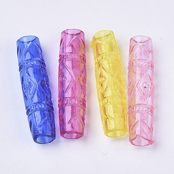 Transparent Acrylic European Beads, Dyed, Large Hole Beads, Column, Mixed Color, 26x6.5mm, Hole: 4mm, about 950pcs/500g