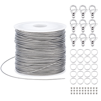 DIY Jewerly Making Findings Kits, Including 304 Stainless Steel Spacer Beads, Lobster Claw Clasps, Jump Ring and Tiger Tail Wire, Stainless Steel Color, 12x7.5x3.5mm, Hole: 1.4mm